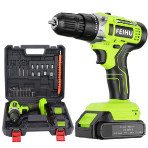 FEIHU 21V Cordless Lithium-Ion Drill & Driver 28-Piece Tool Set